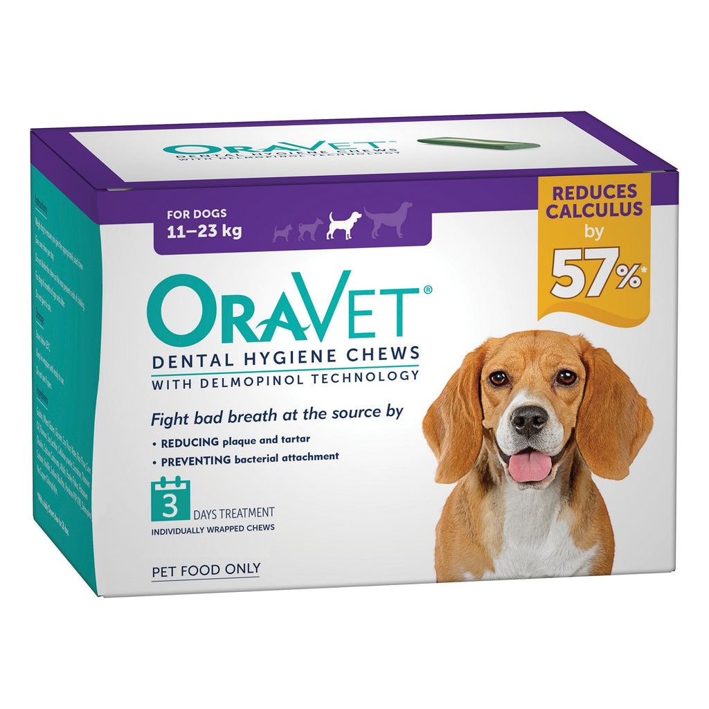 Oravet Plaque & Tartar Control Chews for Medium Dogs 11-23kg - 3 Pack