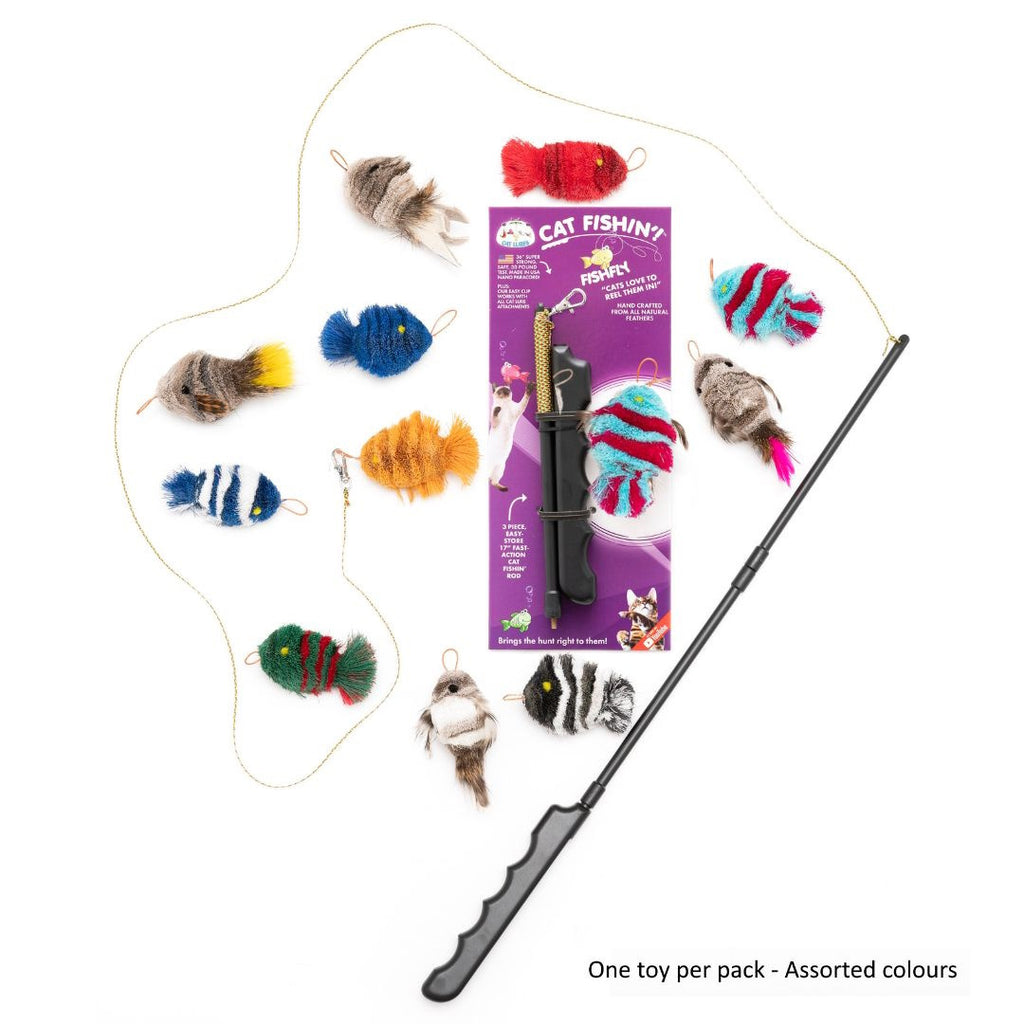 Cat Lures Cat Fishin' Rod Teaser Cat Toy - Fishfly - Colourful Zebra Fish 