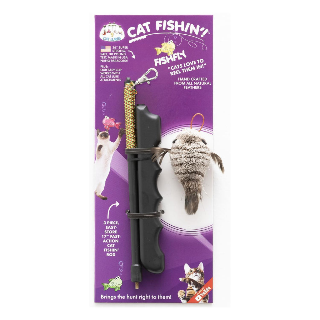 Cat Lures Cat Fishin' Rod Teaser Cat Toy - Fishfly - Colourful Zebra Fish 