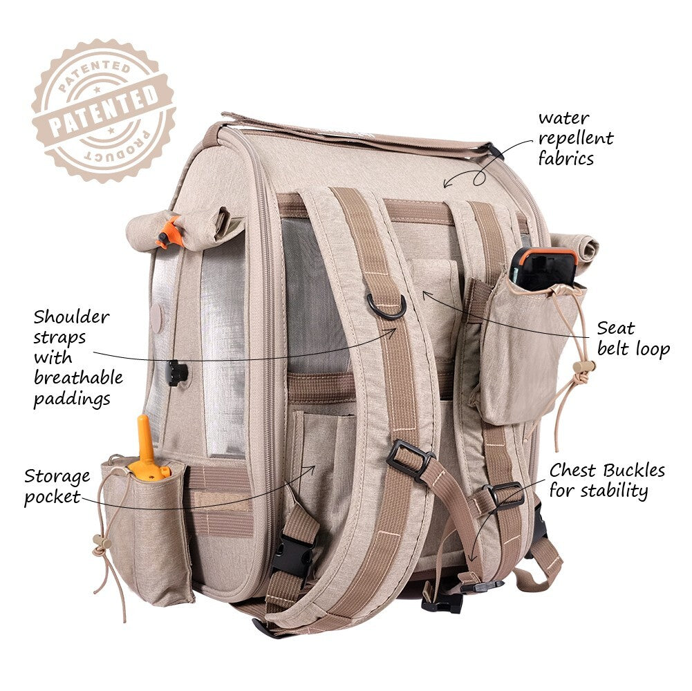 Ibiyaya Trackpack Bird Carrier Backpack - Bone