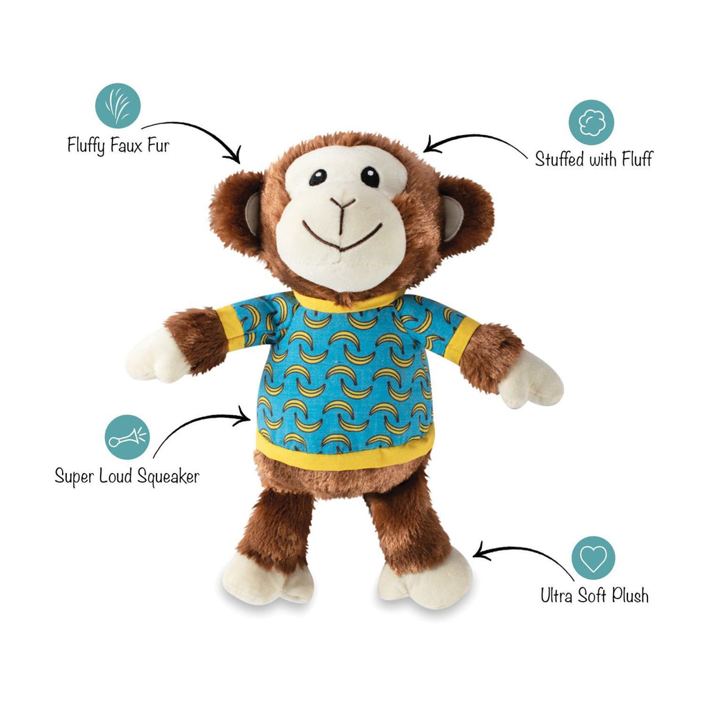 Fringe Studio Bananas The Monkey Plush Dog Toy - Extra Large
