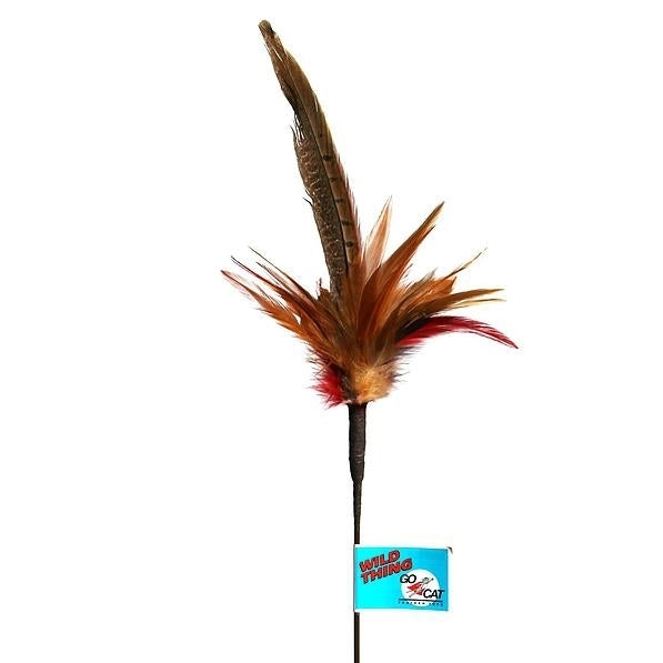 Go Cat Feather Cat Teaser Toy - Short Wild Thing Cat Wand Toy 