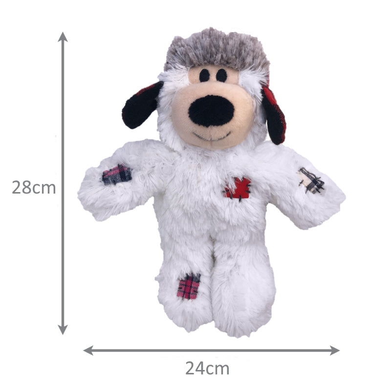 KONG Christmas Holiday Wild Knots Bear - Snuggle Plush Dog Toy - Med/Lrge - 3 Pack