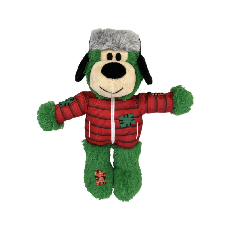 KONG Christmas Holiday Wild Knots Bear - Snuggle Plush Dog Toy - Sm/Med - 3 Pack 