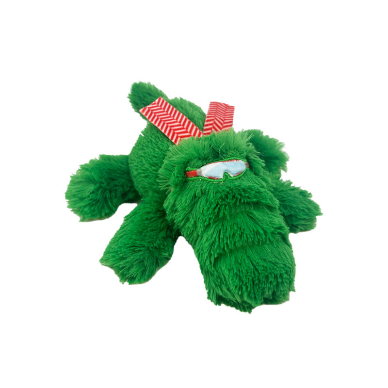 KONG Cozie Snuggle Dog Toy - Christmas Holiday Alligator - Small