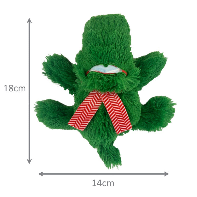KONG Cozie Snuggle Dog Toy - Christmas Holiday Alligator - Small