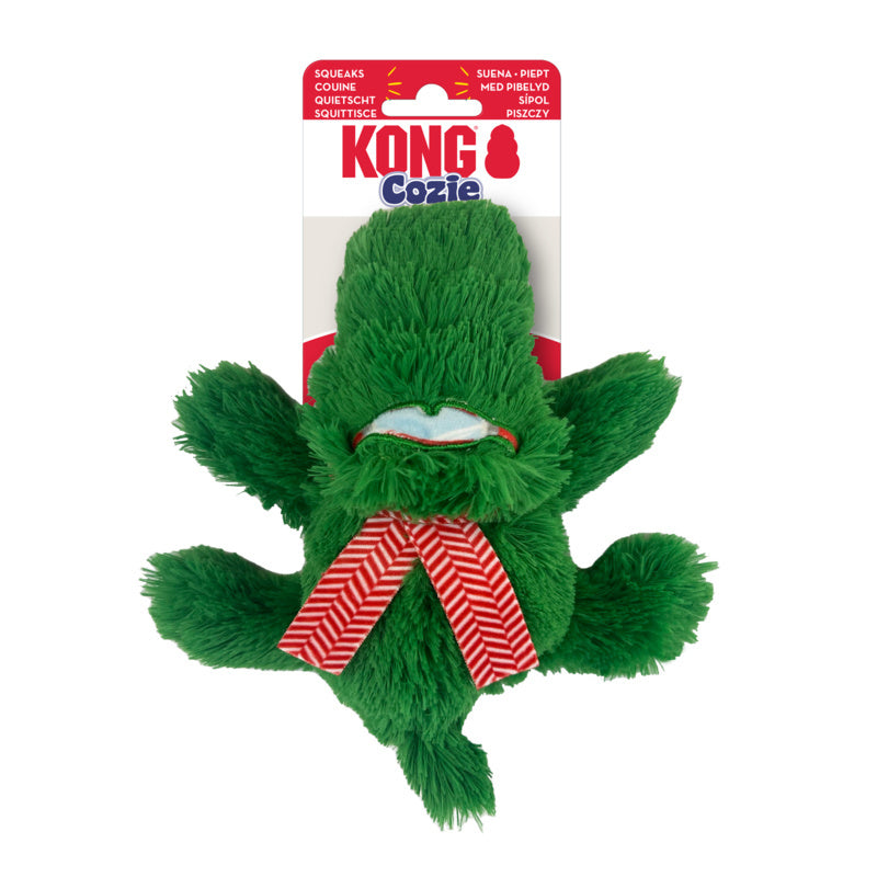 KONG Cozie Snuggle Dog Toy - Christmas Holiday Alligator - Small