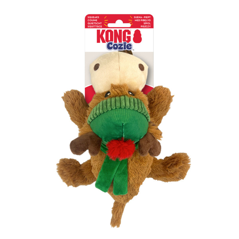 KONG Cozie Snuggle Dog Toy - Christmas Holiday Reindeer - Medium