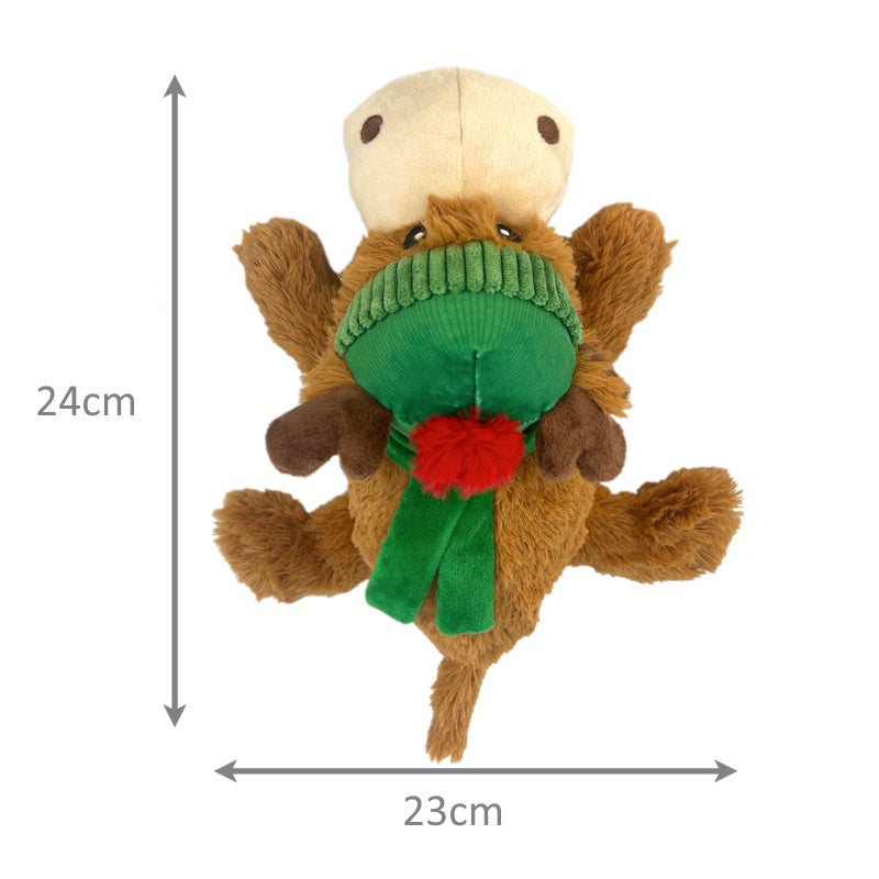 KONG Cozie Snuggle Dog Toy - Christmas Holiday Reindeer - Medium