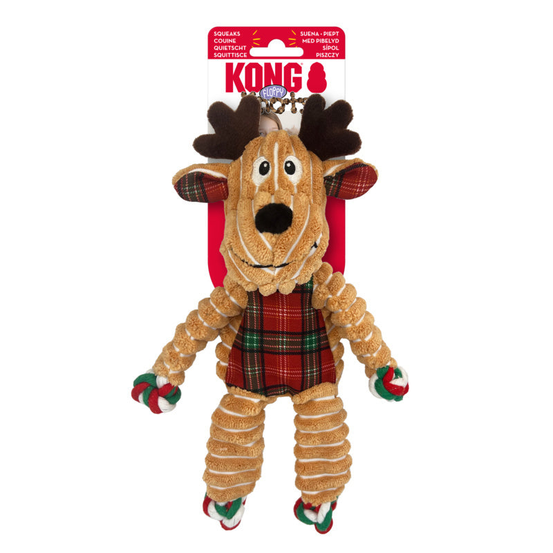 KONG Floppy Knots Christmas Holiday Reindeer Dog Toy - Sm/Med 