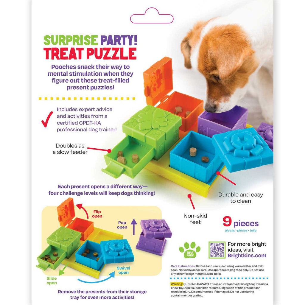 Brightkins Surprise Party! Dog Treat Interactive Puzzle Toy