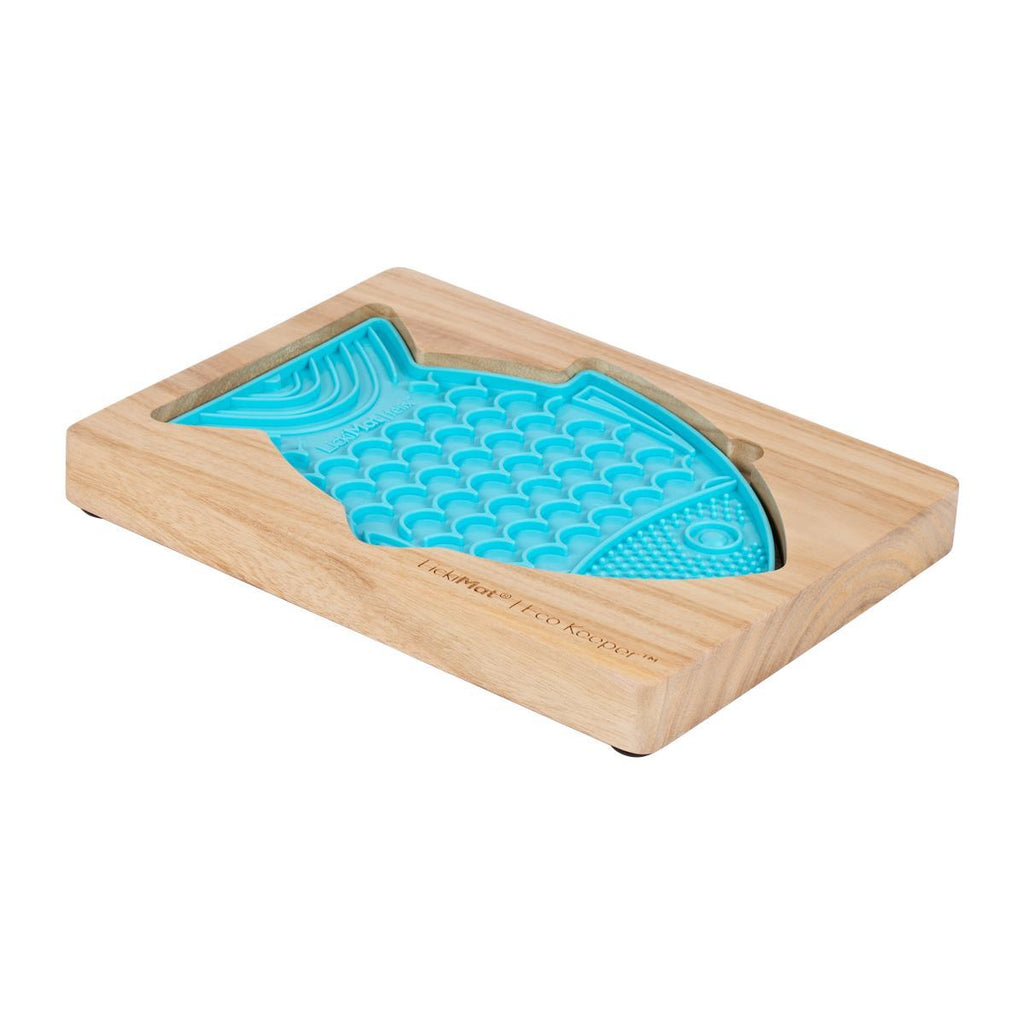 Lickimat Wooden Eco Slow Feeder Keeper - For Fish Shaped Lick Mats