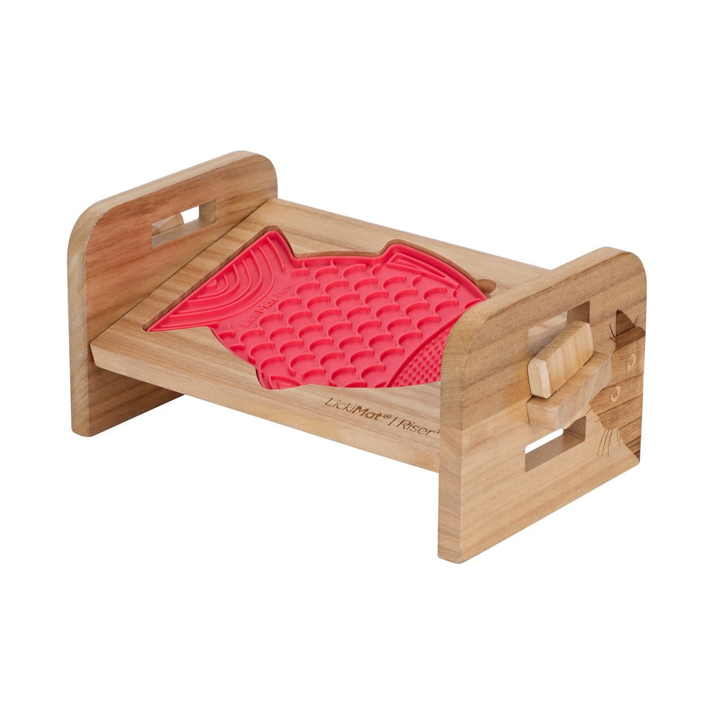 Lickimat Whisker Slow Feeder Bowl Wooden Adjustable Elevation Riser