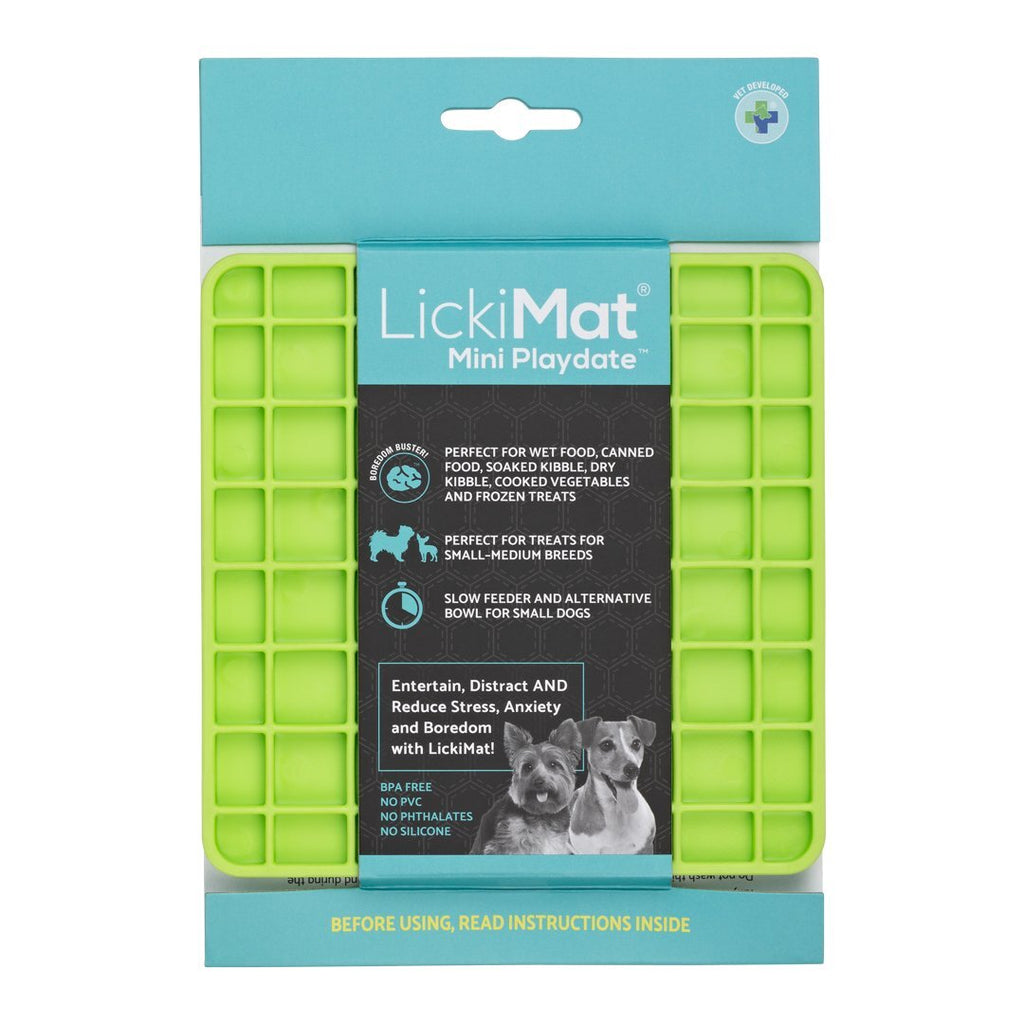 Lickimat Mini Playdate Slow Food Bowl Anti-Anxiety Mat for Dogs - Green