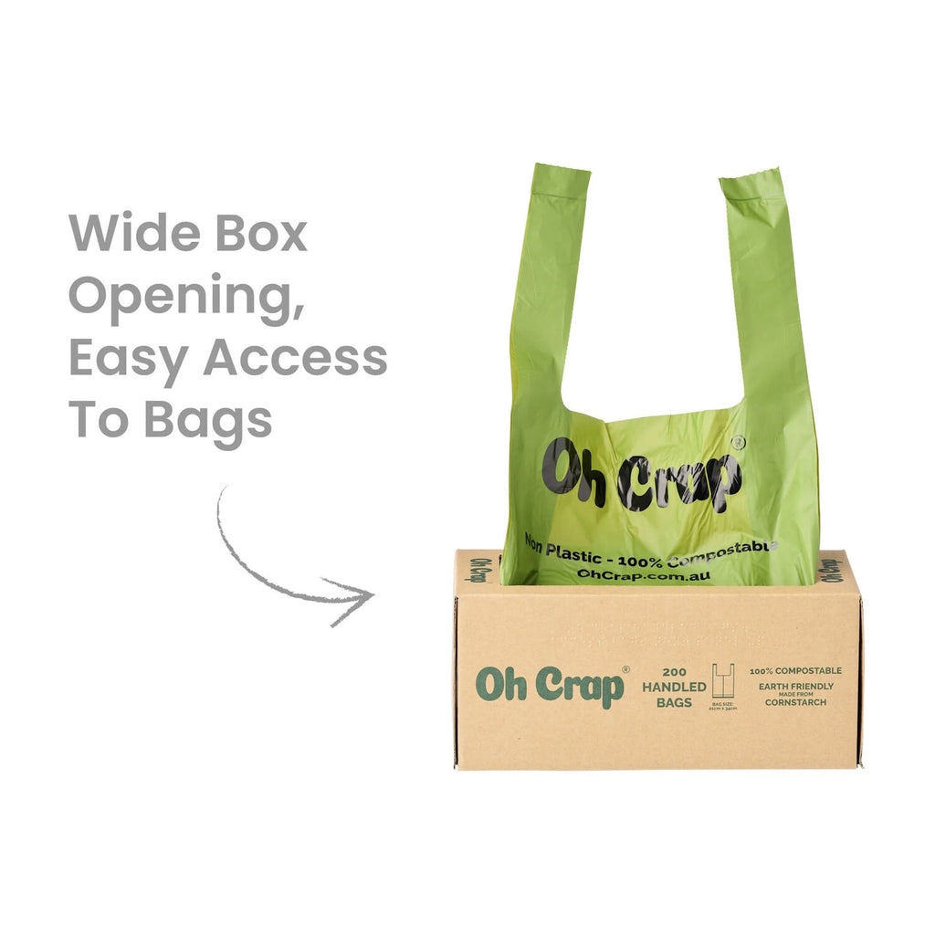 Oh Crap Compostable Dog Poop Bags with Handles - Roll of 200 Bags