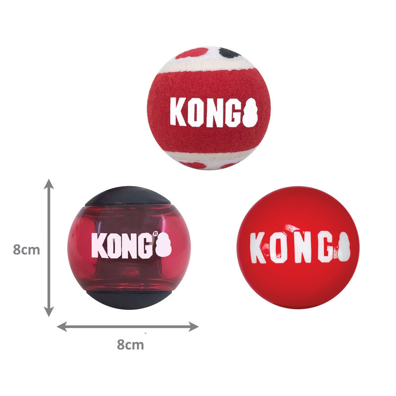 3 x KONG Signature Balls Fetch Dog Toys - Large - 3 x 3-Pack 