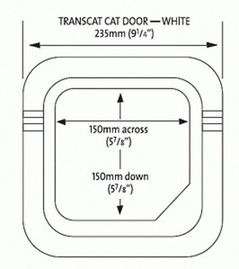 Transcat Pet Door Cat Flap for Doors, Walls & Glass - White - 4 Way Lock