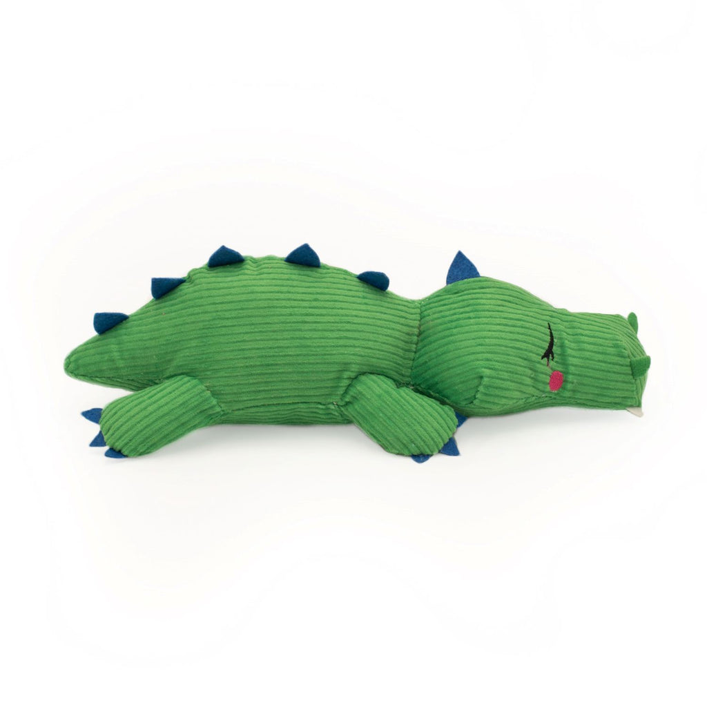 Zippy Paws Snooziez with Silent Shhhqueaker Plush Dog Toy - Alligator