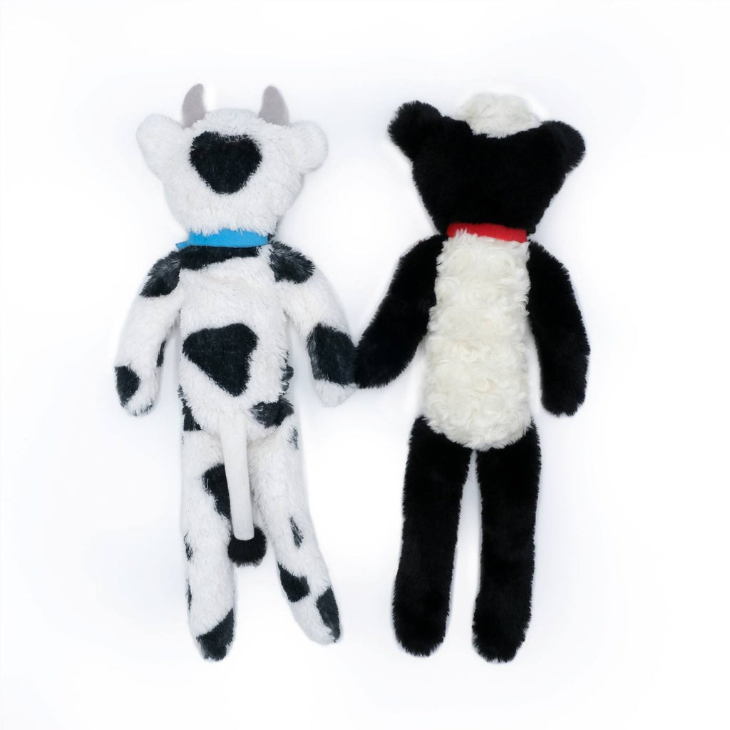 Zippy Paws Fluffy Peltz Plush Squeaker Dog Toy - Sheep & Cow - 2 Pack