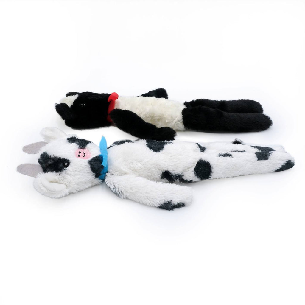 Zippy Paws Fluffy Peltz Plush Squeaker Dog Toy - Sheep & Cow - 2 Pack