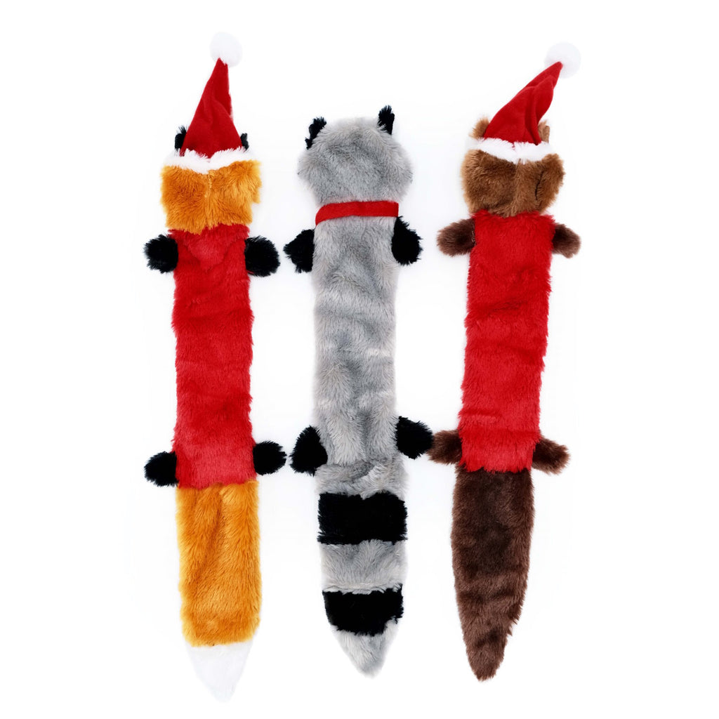 Zippy Paws Christmas Holiday Skinny Peltz Squeaker Dog Toy 3-Pack
