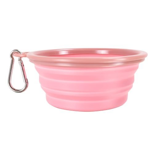 Ibiyaya Quick Bite Collapsible Travel Pet Bowl – Pink