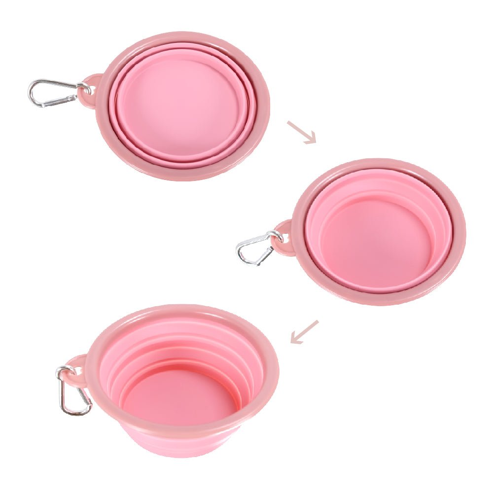 Ibiyaya Quick Bite Collapsible Travel Pet Bowl – Pink