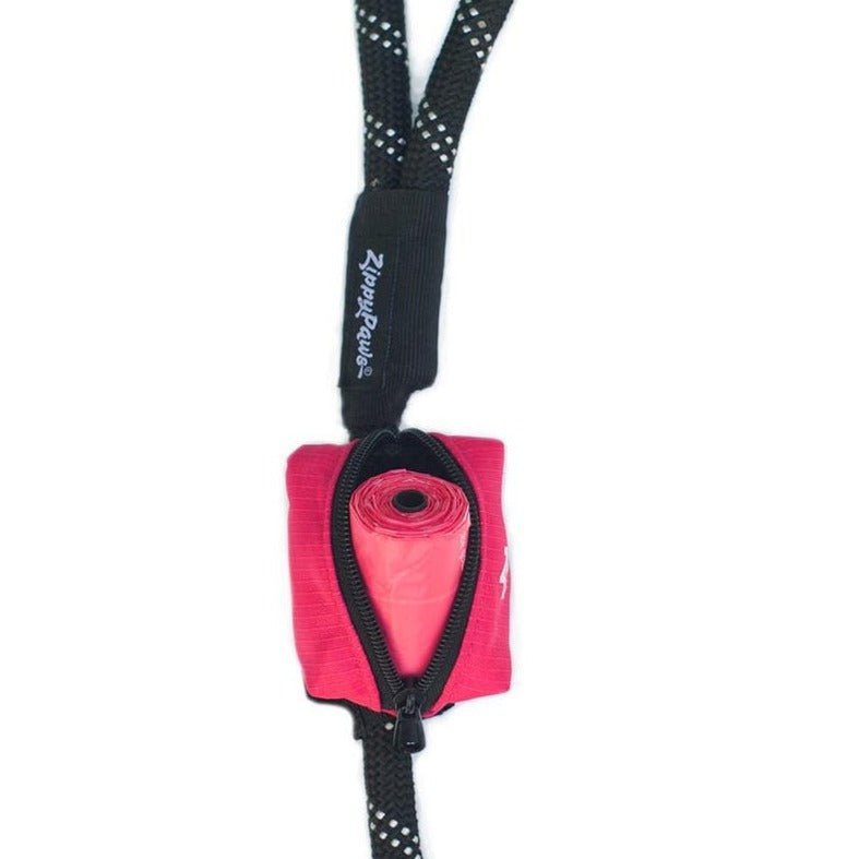 Zippy Paws Adventure Leash Dog Poop Bag Dispenser + BONUS Roll - Hibiscus Pink