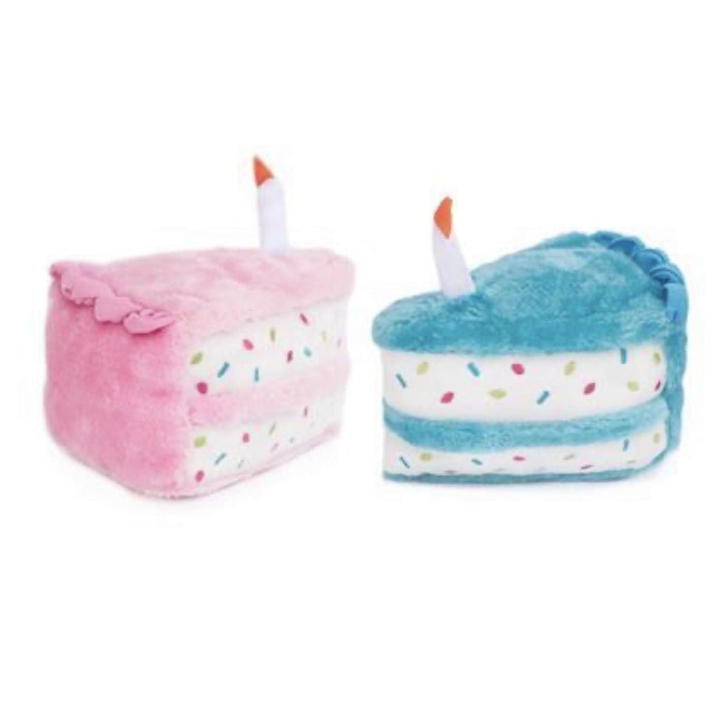 Zippy Paws Plush Birthday Cake with Blaster Squeaker Dog Toy - Pink