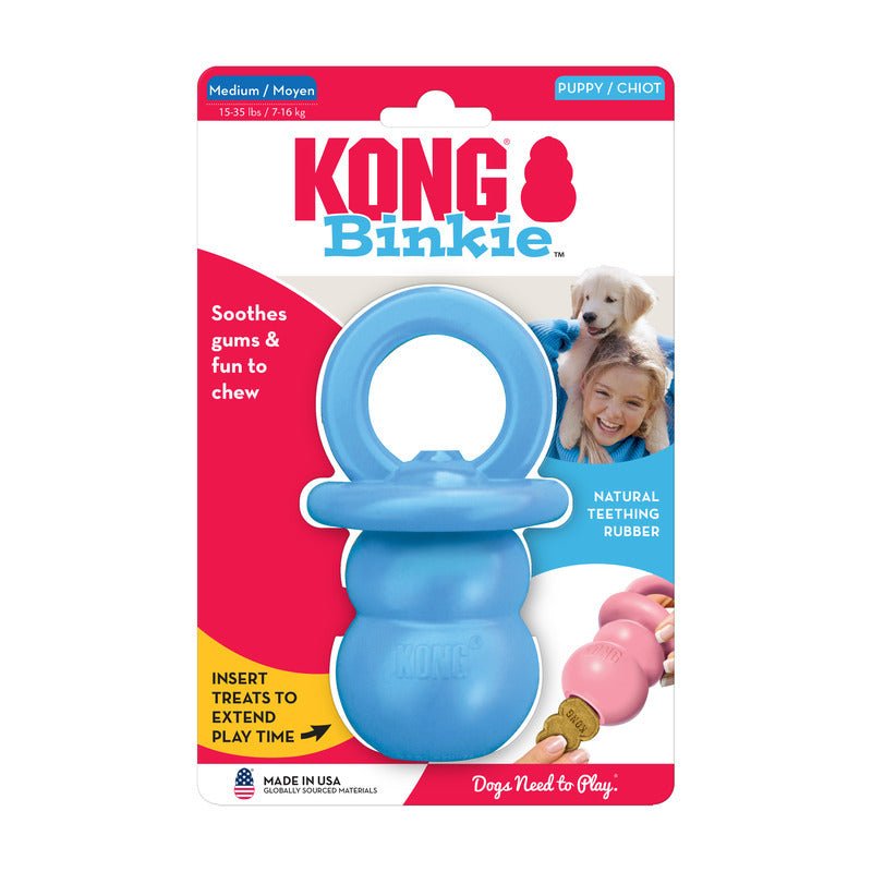 KONG Puppy Binkie Teething Treat Dispensing Dog Toy - Assorted Colours - 4 units