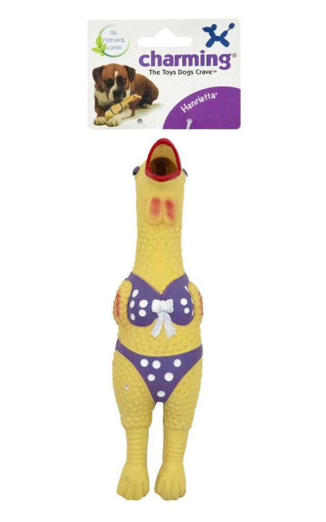 Charming Pet Squawkers Henrietta Latex Rubber Chicken Dog Toy