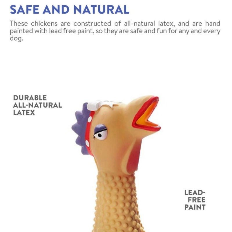 Charming Pet Squawkers Henrietta Latex Rubber Chicken Dog Toy