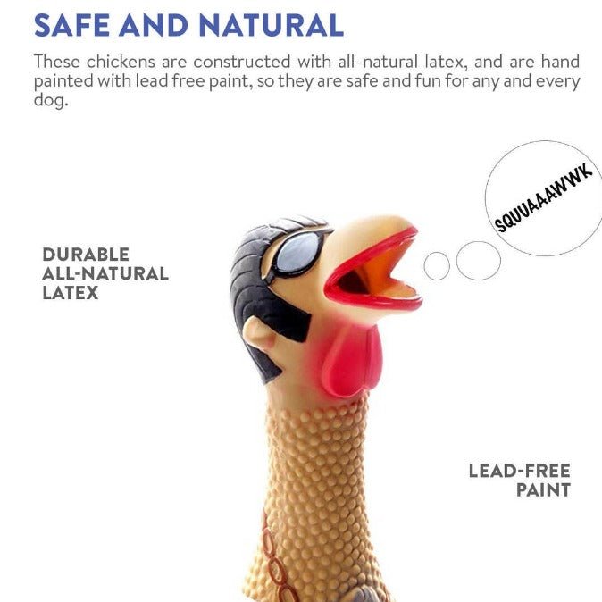 Charming Pet Squawkers Earl Latex Rubber Chicken Dog Toy