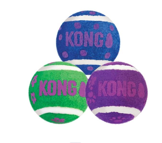 KONG Cat Tennis Balls with Bells - 3 Units/3 Packs