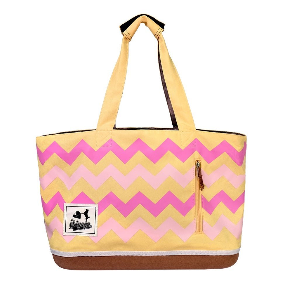 Ibiyaya Canvas Pet Carrier Tote - Yellow/Pink