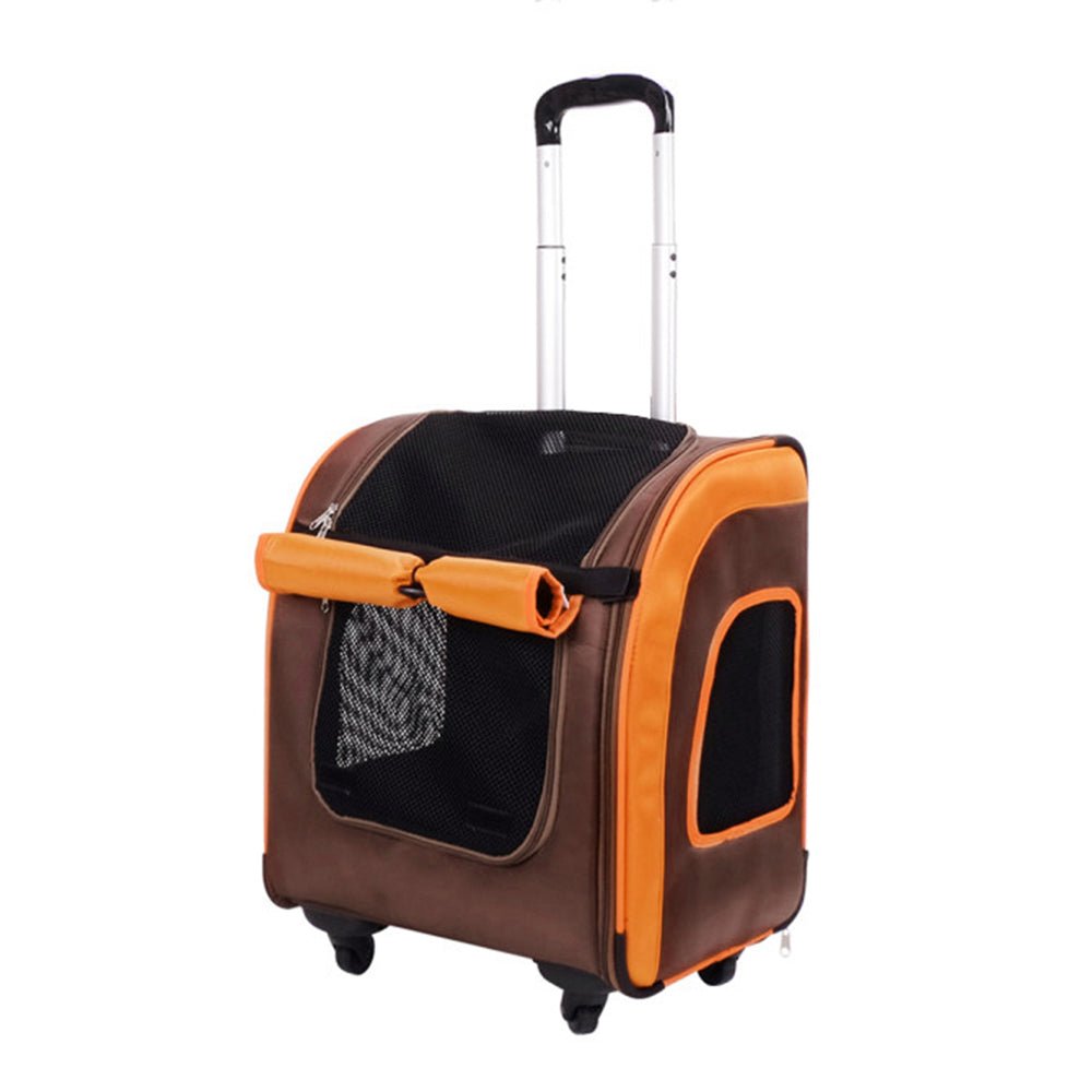 Ibiyaya Liso Backpack Parallel Transport Pet Trolley - Orange/Brown