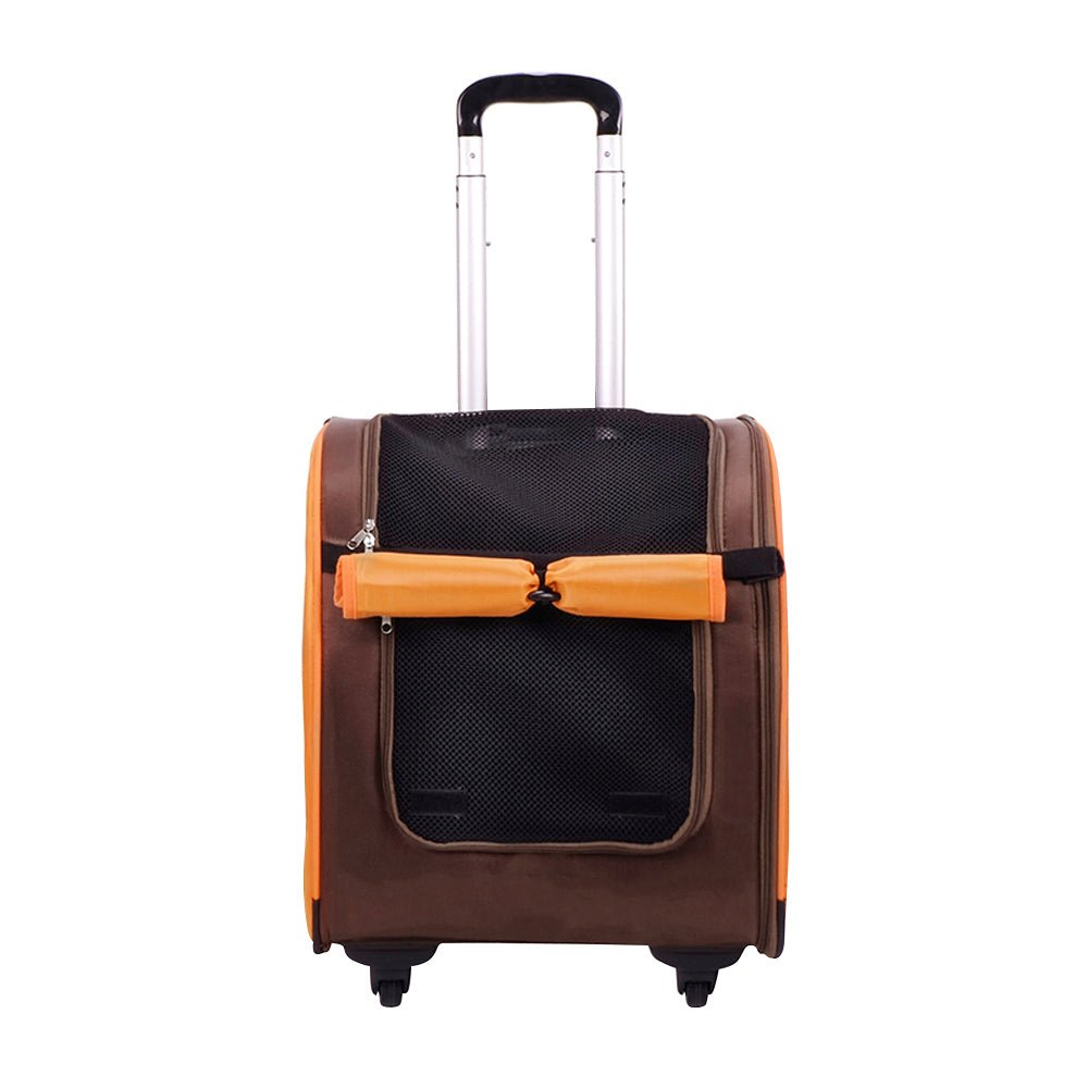 Ibiyaya Liso Backpack Parallel Transport Pet Trolley - Orange/Brown