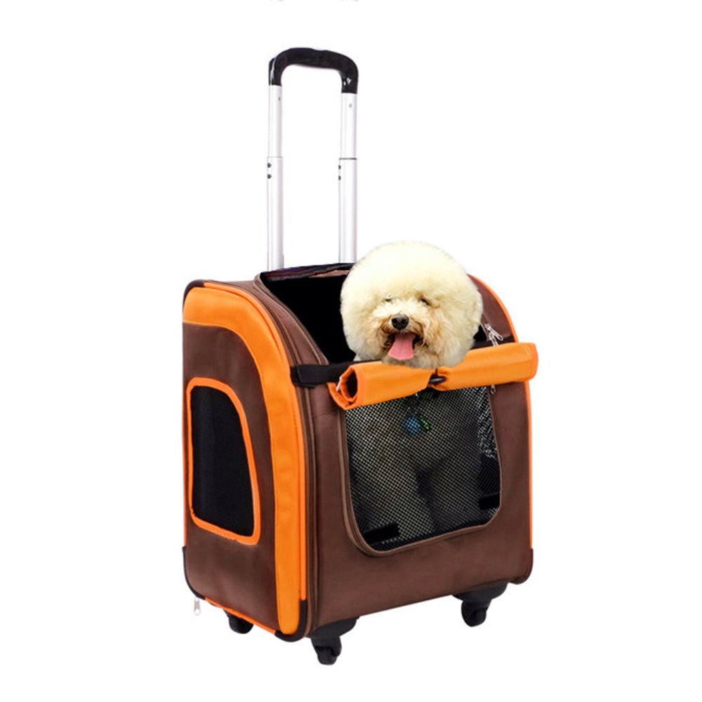 Ibiyaya Liso Backpack Parallel Transport Pet Trolley - Orange/Brown