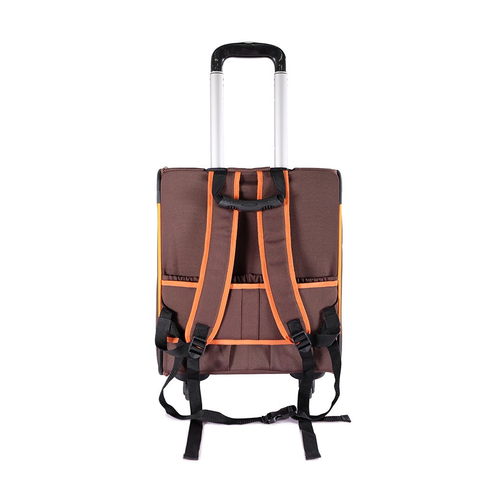 Ibiyaya Liso Backpack Parallel Transport Pet Trolley - Orange/Brown