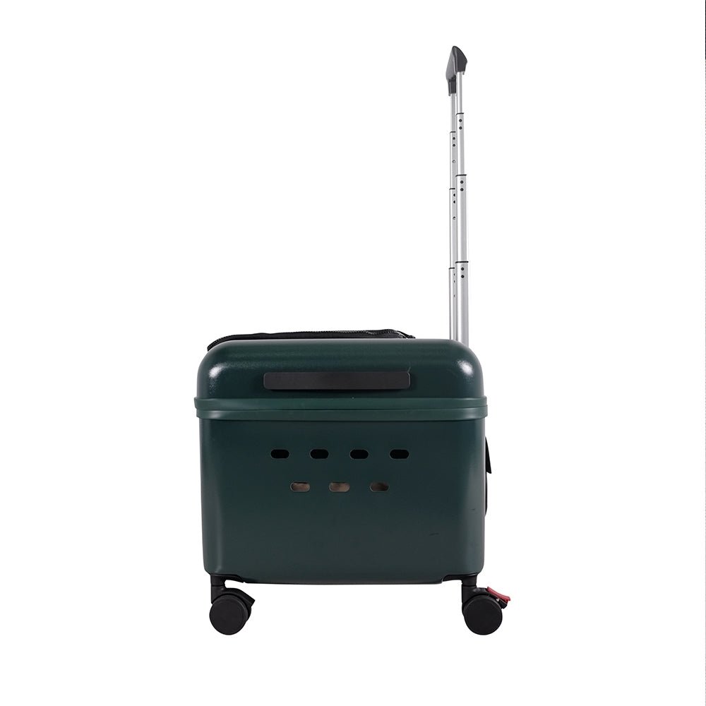 Ibiyaya Lavada Pet Transport Hard Safety Carrier Trolley on Wheels - Phthalo Green