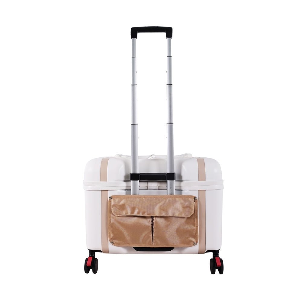 Ibiyaya Lavada Pet Transport Hard Safety Carrier Trolley on Wheels - White Mocha