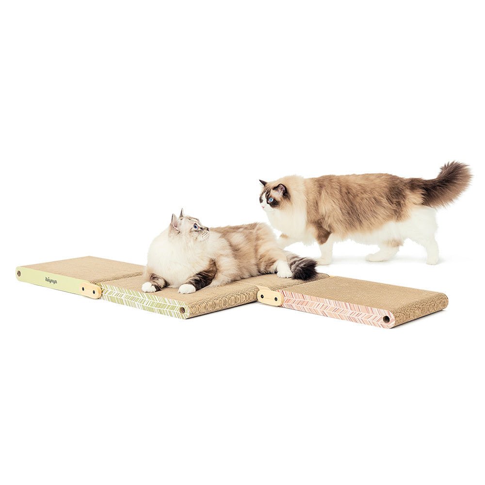 Ibiyaya Fold-Out Cardboard Cat Scratcher with Replaceable Boards
