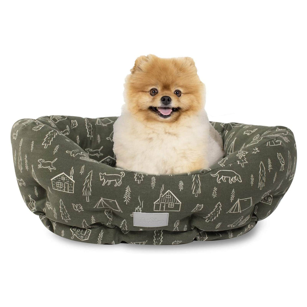 Fringe Studio Camping Olive Round Cuddler Dog Bed