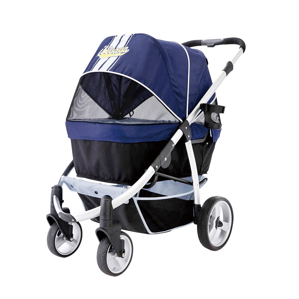 Ibiyaya Collapsible Elegant Retro Pet Stroller - Navy Blue