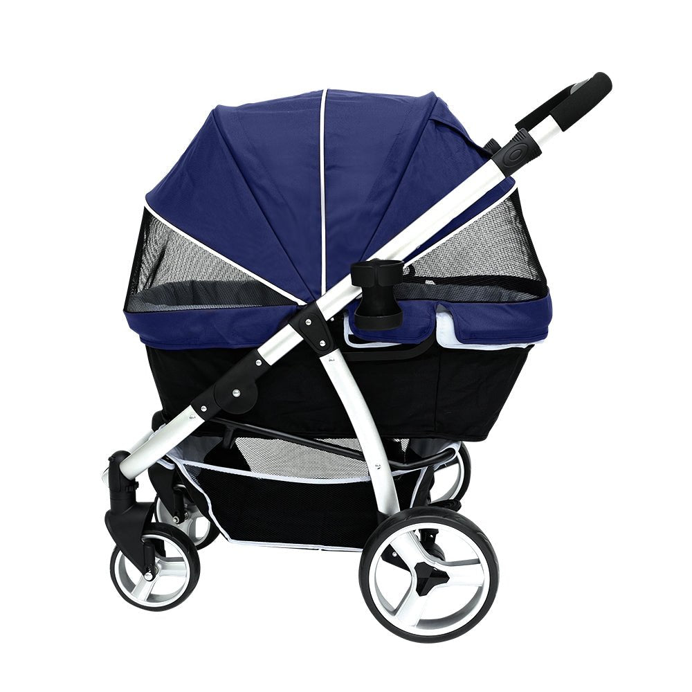 Ibiyaya Collapsible Elegant Retro Pet Stroller - Navy Blue