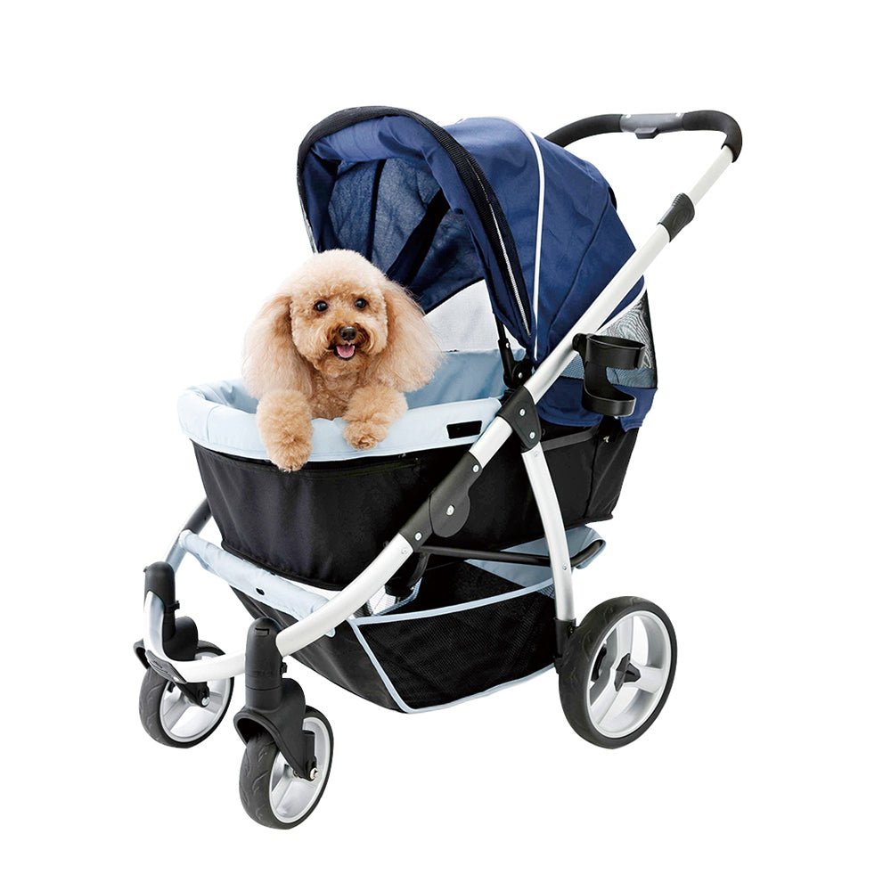 Ibiyaya Collapsible Elegant Retro Pet Stroller - Navy Blue