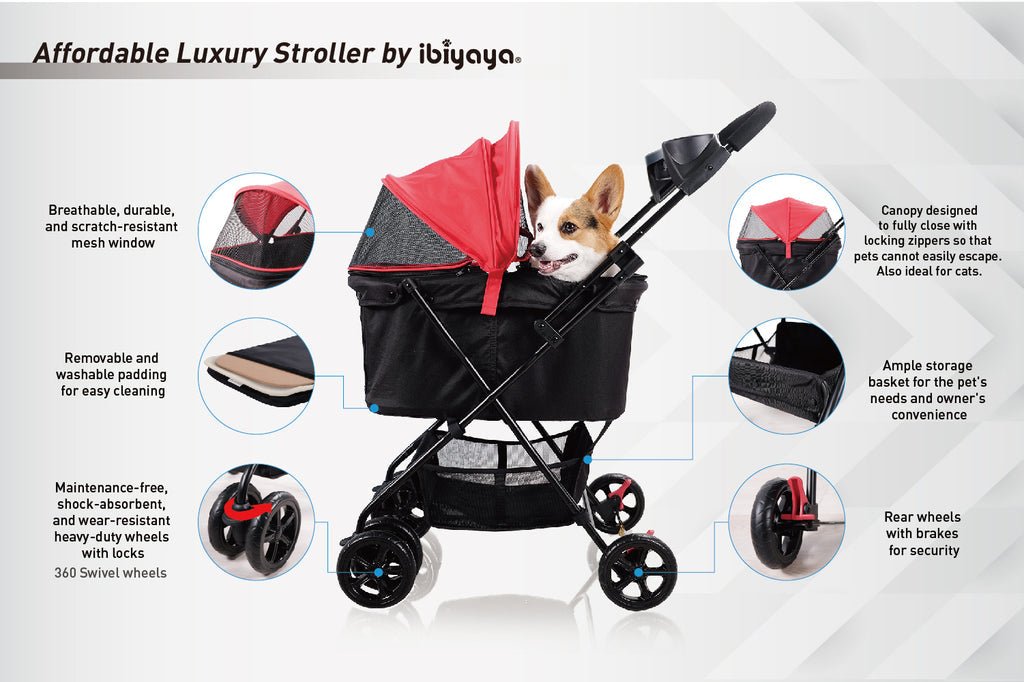 Ibiyaya Easy Strolling Pet Buggy - Rouge Red