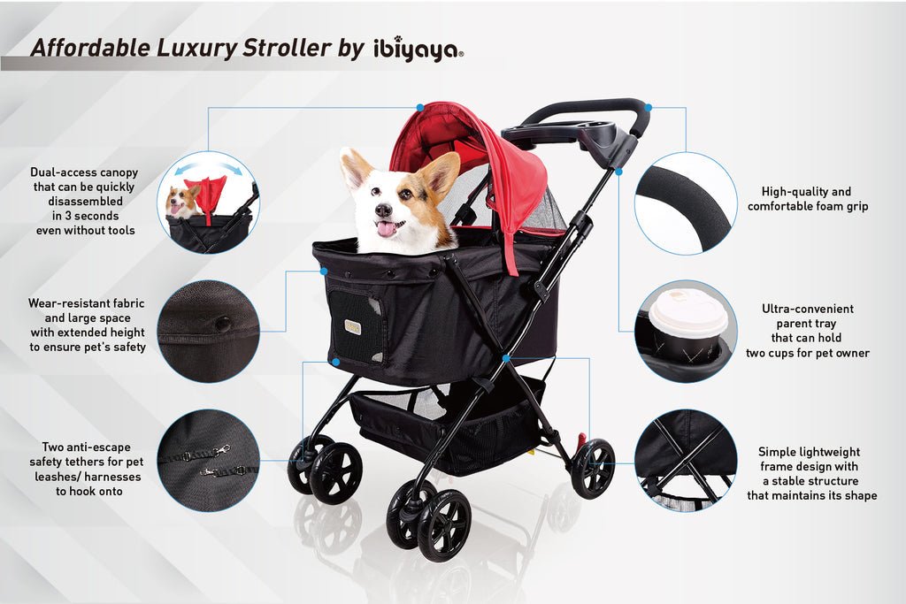 Ibiyaya Easy Strolling Pet Buggy - Rouge Red