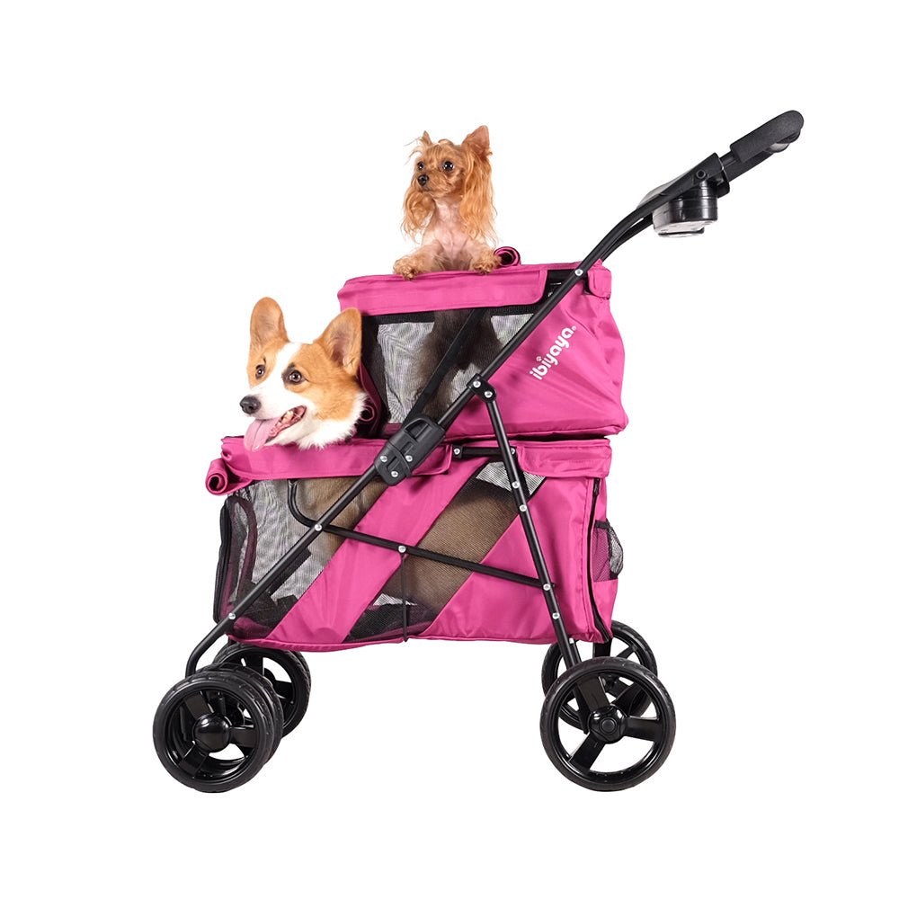 Ibiyaya Double Decker Bus Stroller - Red Violet