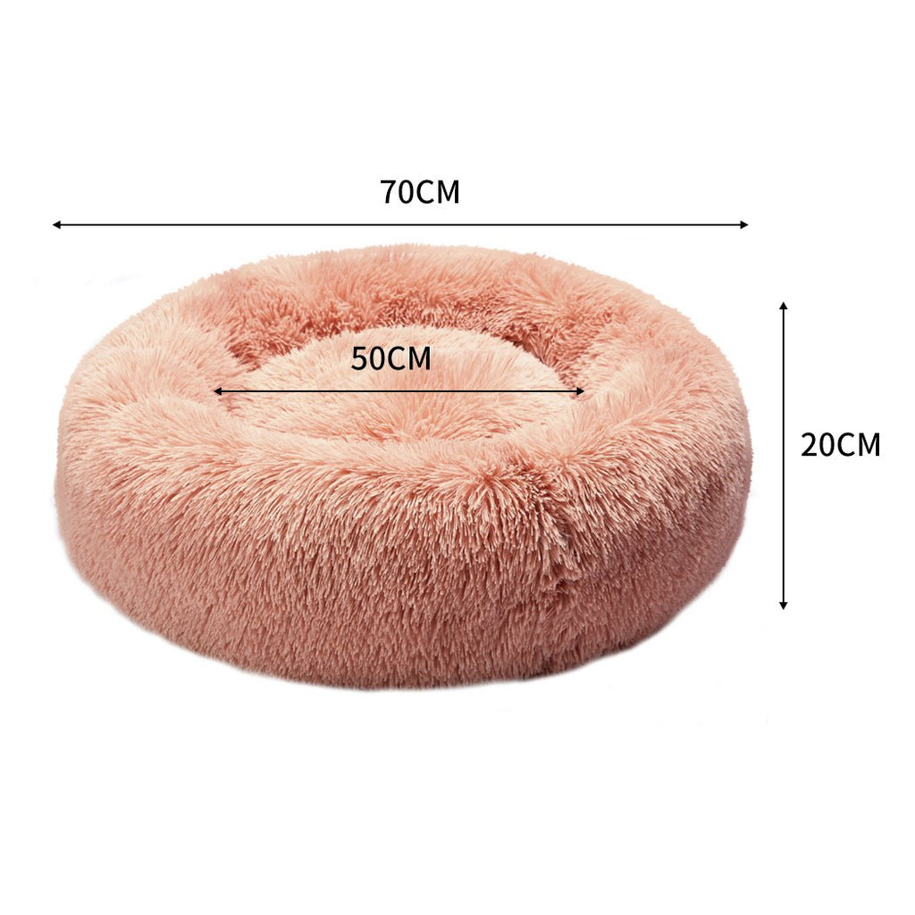 PaWz Soft Plush Donut Calming Bed - Pink - L